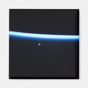 Earth's Thin Line Of Atmosphere And A Gibbous Moon Magnet