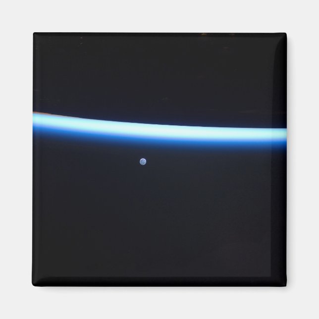 Earth's Thin Line Of Atmosphere And A Gibbous Moon Magnet (Front)