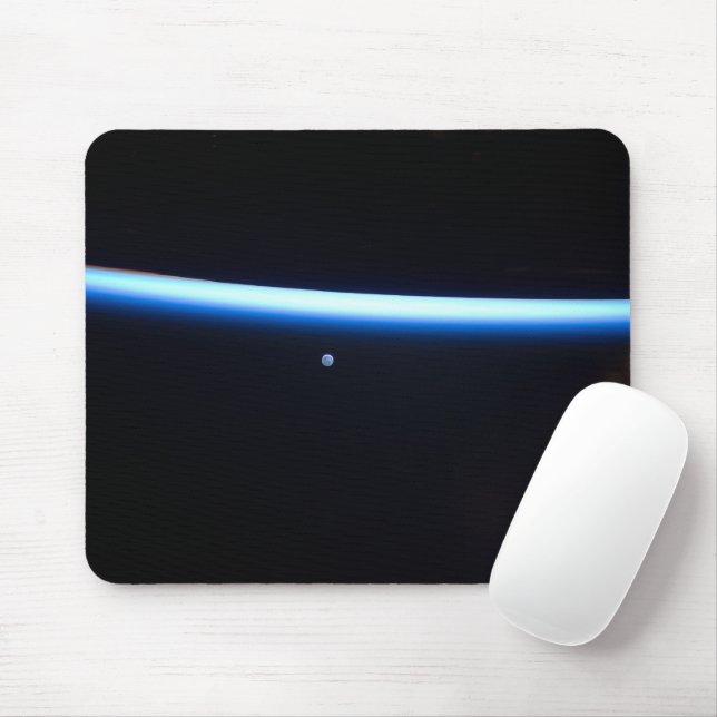 Earth's Thin Line Of Atmosphere And A Gibbous Moon Mouse Mat (With Mouse)