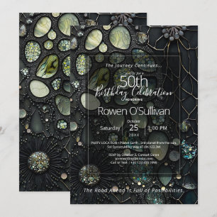 Earthsong Botanical Gemstone Abstract Invitation