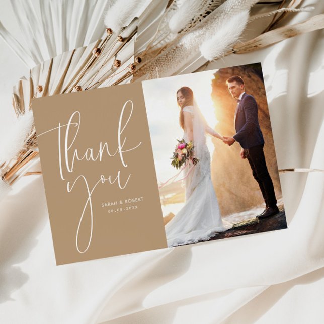 earthtone colours wedding thank you photo card (Creator Uploaded)
