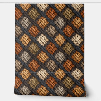 Earthtone Crochet Diamond Pattern Wallpaper