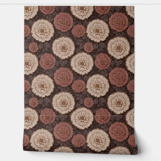 Earthtone Crochet Floral Medallion Lace Pattern Wallpaper