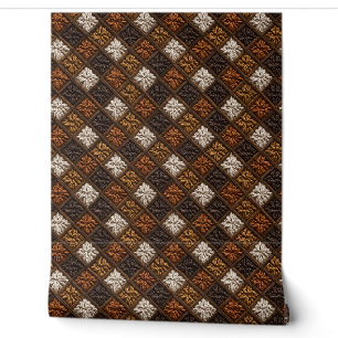 Earthtone Diagonal Square Pattern Wallpaper