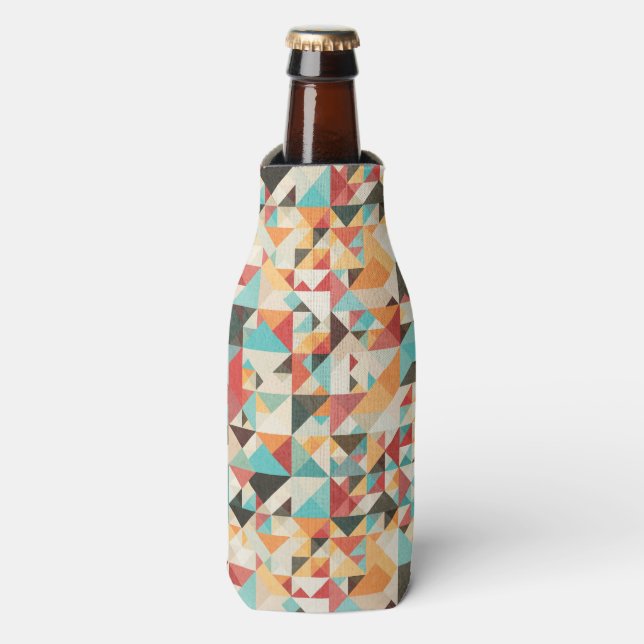 Earthtone Geometric Pattern Bottle Cooler (Bottle Front)