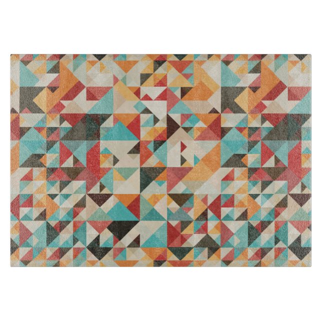 Earthtone Geometric Pattern Cutting Board (Front)
