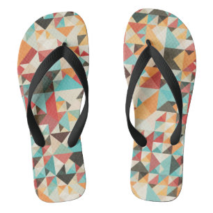 Earthtone Geometric Pattern Flip Flops