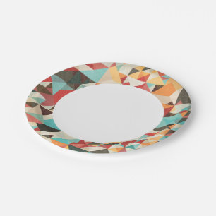 Earthtone Geometric Pattern Paper Plate