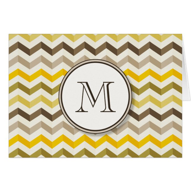 Earthtone Gold Chevron Stripes with Round Monogram (Front Horizontal)