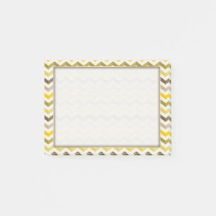 Earthtone Gold Chevron Stripes with Round Monogram Post-it Notes