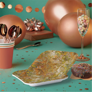 Earthtone Marble Paper Party Plates