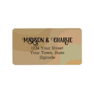 Earthtone Retro Stripes Fun Wedding Address Label