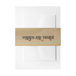 Earthtone Retro Swirls Simple Wedding Invitation Belly Band