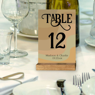 Earthtone Retro Swirls Wedding Table Number