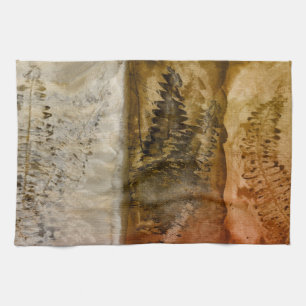 Earthtone Watercolor - Brown Warm Earth Tones Fern Tea Towel