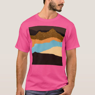 Earthtones And Aqua Torn Deckled Mountain Landscap T-Shirt