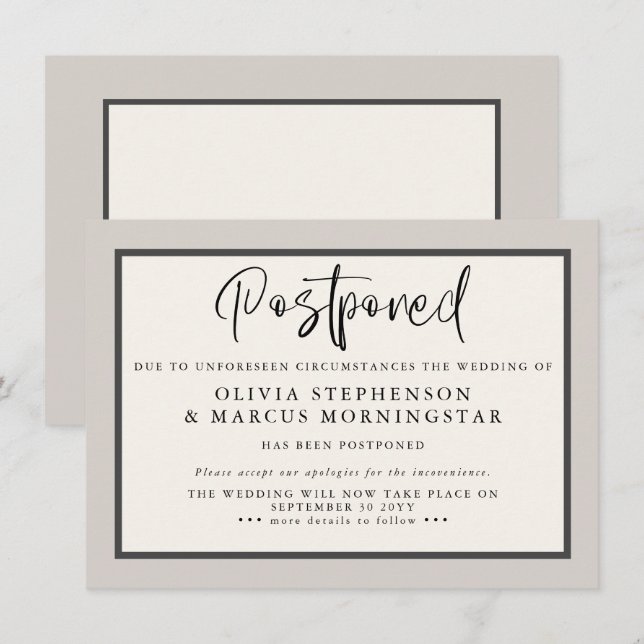 Earthtones - Modern Postponed Event Announcement (Front/Back)