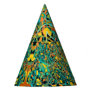 earthy abstract art vine like design party hat