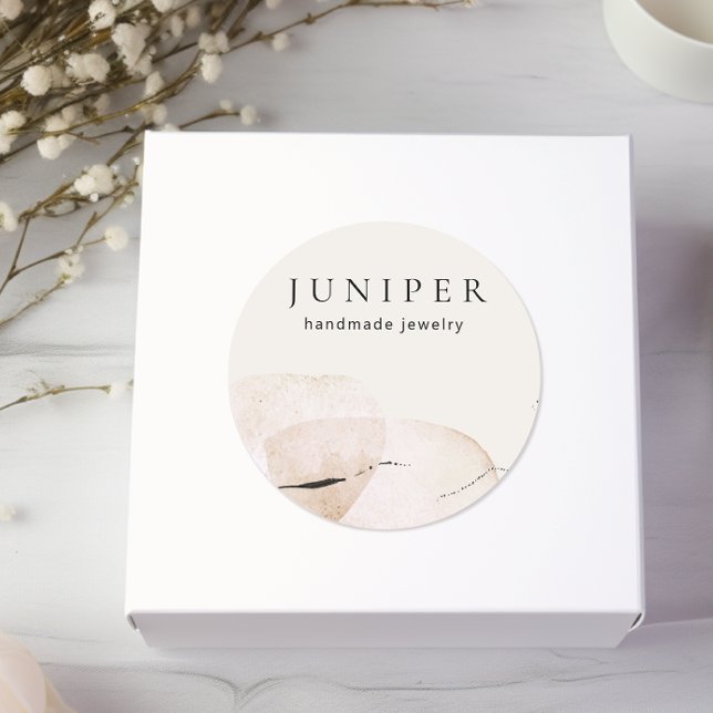 Earthy Abstract Artistic Watercolor Classic Round Sticker (Creator Uploaded)