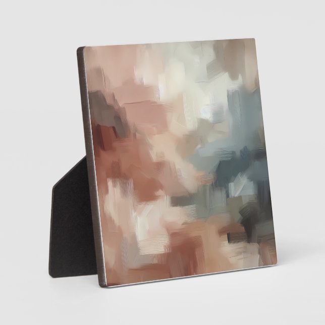 Earthy Abstract Brushstroke Art Plaque (Front)