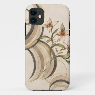 Earthy Abstract Floral & Calligraphy Lines Art Pri iPhone 11 Case