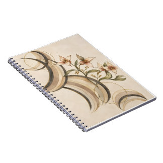 Earthy Abstract Floral & Calligraphy Lines Art Pri Notebook