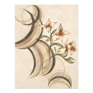 Earthy Abstract Floral & Calligraphy Lines Art Pri Photo Print