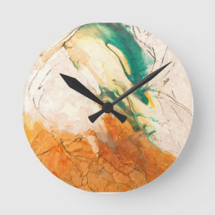 Earthy Abstract Marble Art Clock