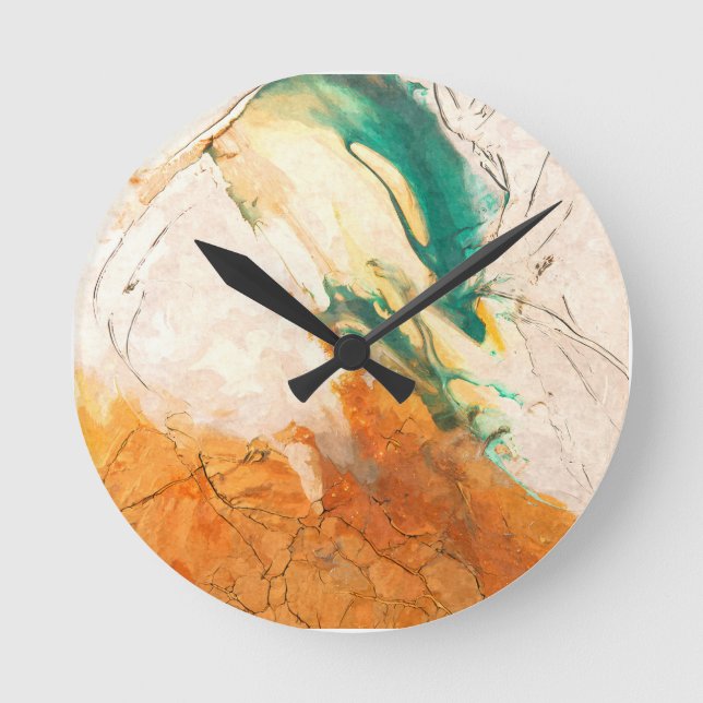Earthy Abstract Marble Art Clock (Front)