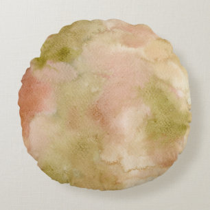 Earthy Abstract Watercolor Round Cushion