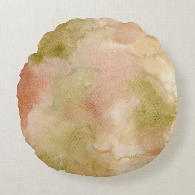 Earthy Abstract Watercolor Round Cushion (Front)