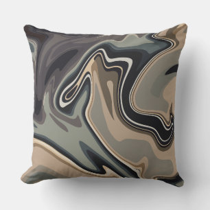 Earthy Abstract Waves with Neutral Tones Cushion