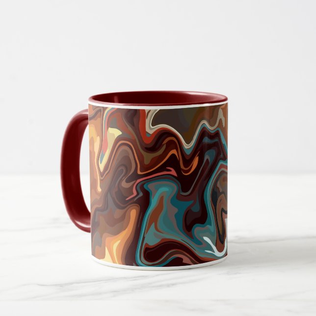 Earthy Abstract with Turquoise Highlights  Mug (Front Left)