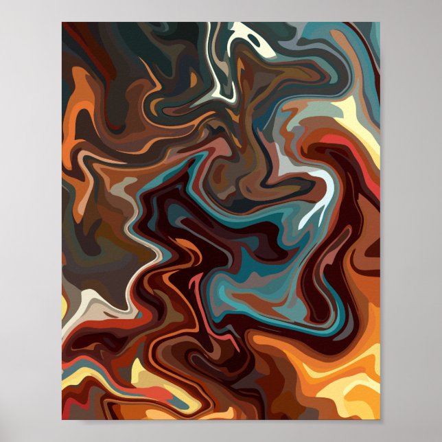 Earthy Abstract with Turquoise Highlights Poster (Front)