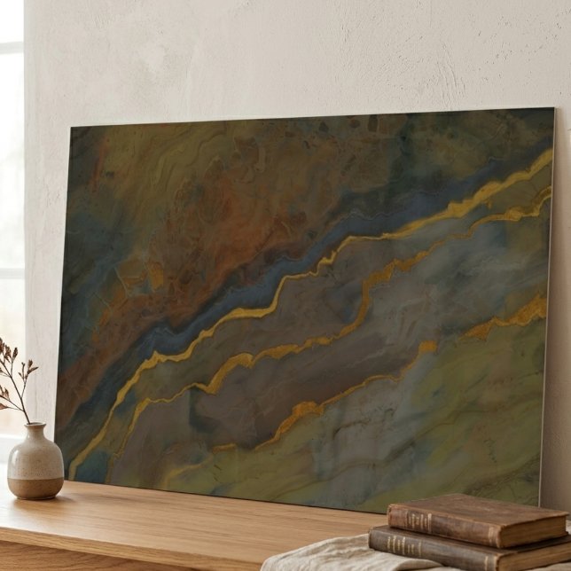 Earthy Agate Geode Large Horizontal Wall Art (Horizontal 36x24" poster from Zazzle perfect for masculine office.)