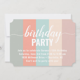 Earthy and Muted Colour Swatch Birthday Invitation