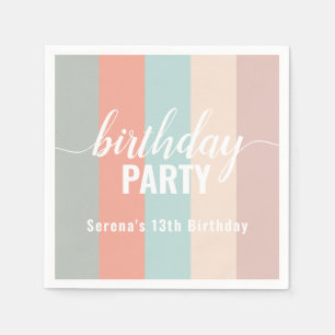 Earthy and Muted Colour Swatch Birthday Napkin