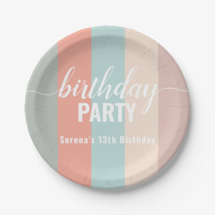 Earthy and Muted Colour Swatch Birthday Paper Plate