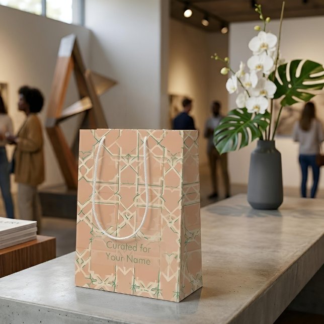 Earthy Arabesque | Terracotta & Sage Medium Gift Bag (Lifestyle Shot)