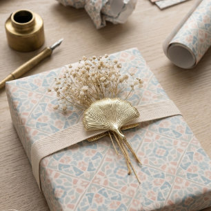 Earthy Arabesque   Watercolor Mosaic Tile Wrapping Paper