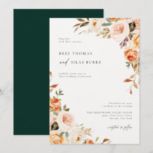 Earthy Autumn Botanical Floral Wedding Invitation