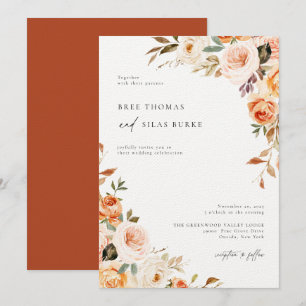 Earthy Autumn Botanical Floral Wedding Invitation