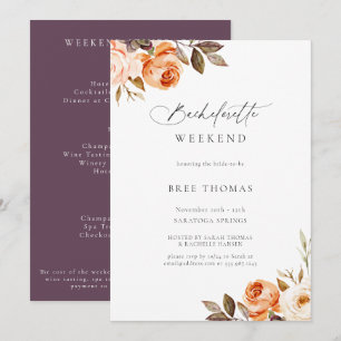 Earthy Autumn Floral Bachelorette Weekend Invitation