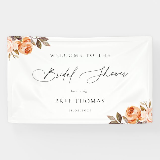 Earthy Autumn Floral Bridal Shower Welcome Banner (Horizontal)