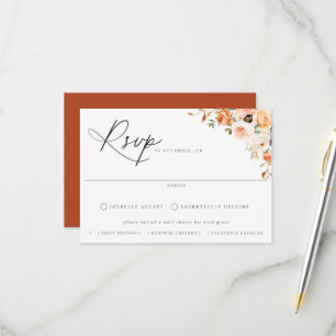 Earthy Autumn Floral Meal Choice Wedding RSVP Card