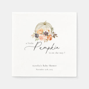 Earthy Autumn Floral Pumpkin Baby Shower Napkin
