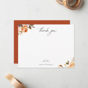 Earthy Autumn Floral Thank You Card