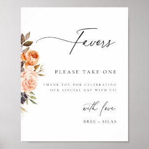 Earthy Autumn Floral Wedding Favour Poster