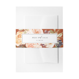 Earthy Autumn Floral Wedding Invitation Belly Band