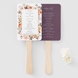 Earthy Autumn Floral Wedding Program Hand Fan